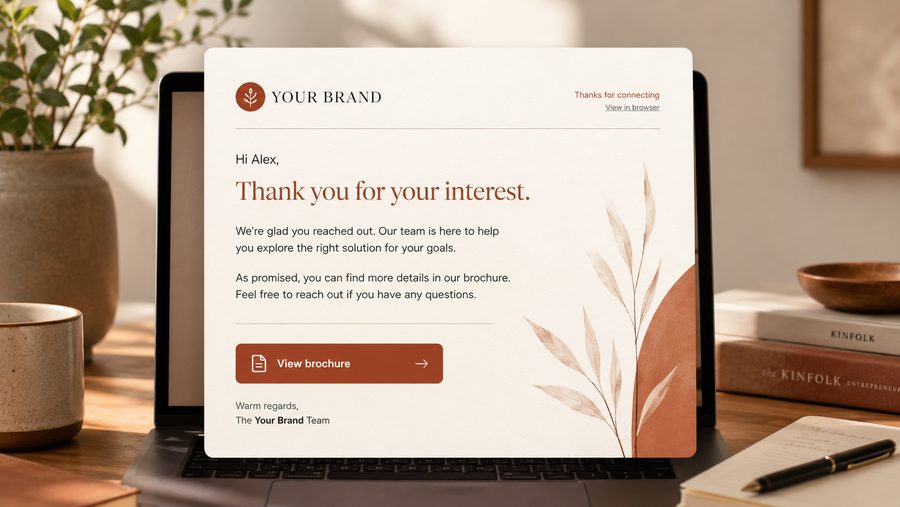 A branded thank-you email delivered automatically
